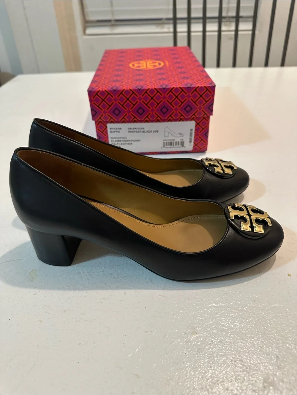 Tory Burch Claire 50MM Pump Black Calf Leather